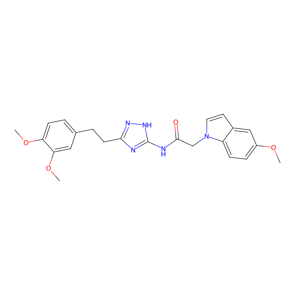 N-{3-[2-(3,4-dimethoxyphenyl)ethyl]-1H-1,2,4-triazol-5-yl}-2-(5-methoxy-1H-indol-1-yl)acetamide molecular structure, CAS 1441906-37-1