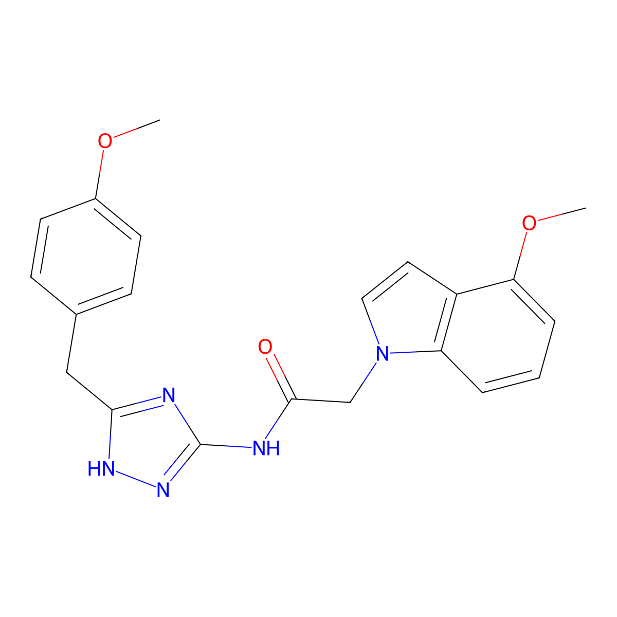 N-[3-(4-methoxybenzyl)-1H-1,2,4-triazol-5-yl]-2-(4-methoxy-1H-indol-1-yl)acetamide molecular structure, CAS 1441912-11-3