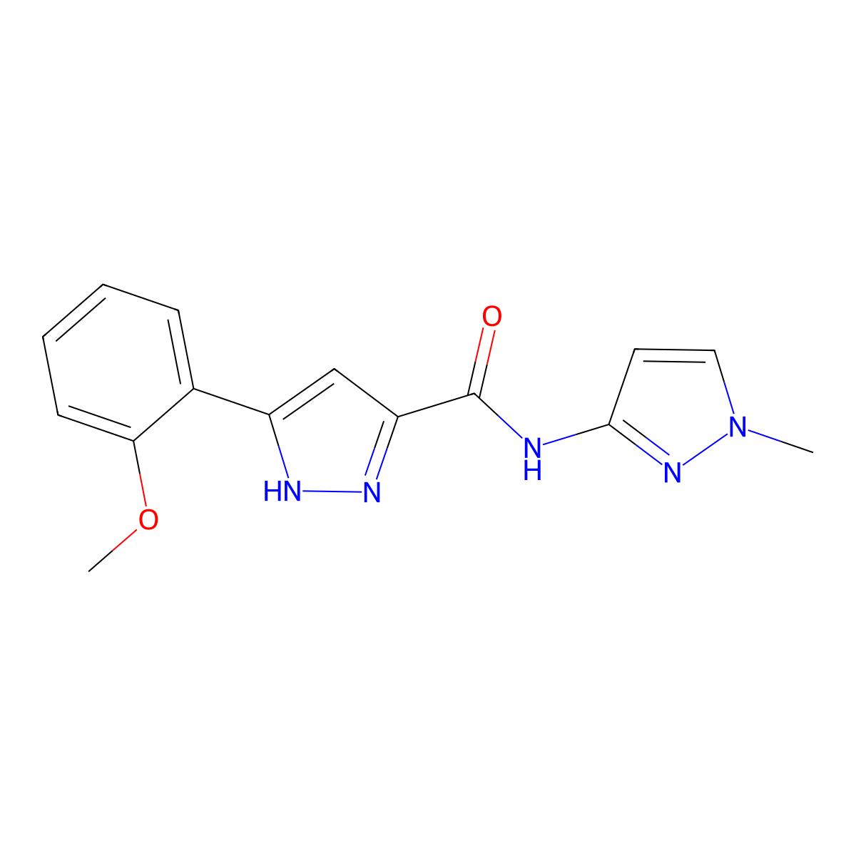 5-(2-methoxyphenyl)-N-(1-methyl-1H-pyrazol-3-yl)-1H-pyrazole-3-carboxamide molecular structure, CAS 1441912-19-1