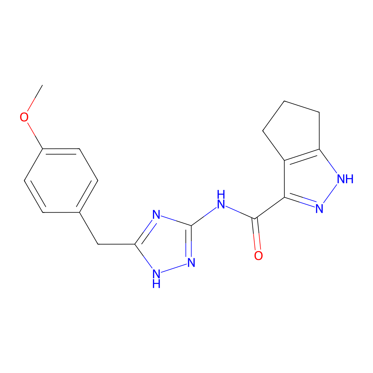 N-[5-(4-methoxybenzyl)-1H-1,2,4-triazol-3-yl]-2,4,5,6-tetrahydrocyclopenta[c]pyrazole-3-carboxamide molecular structure, CAS 1441912-22-6