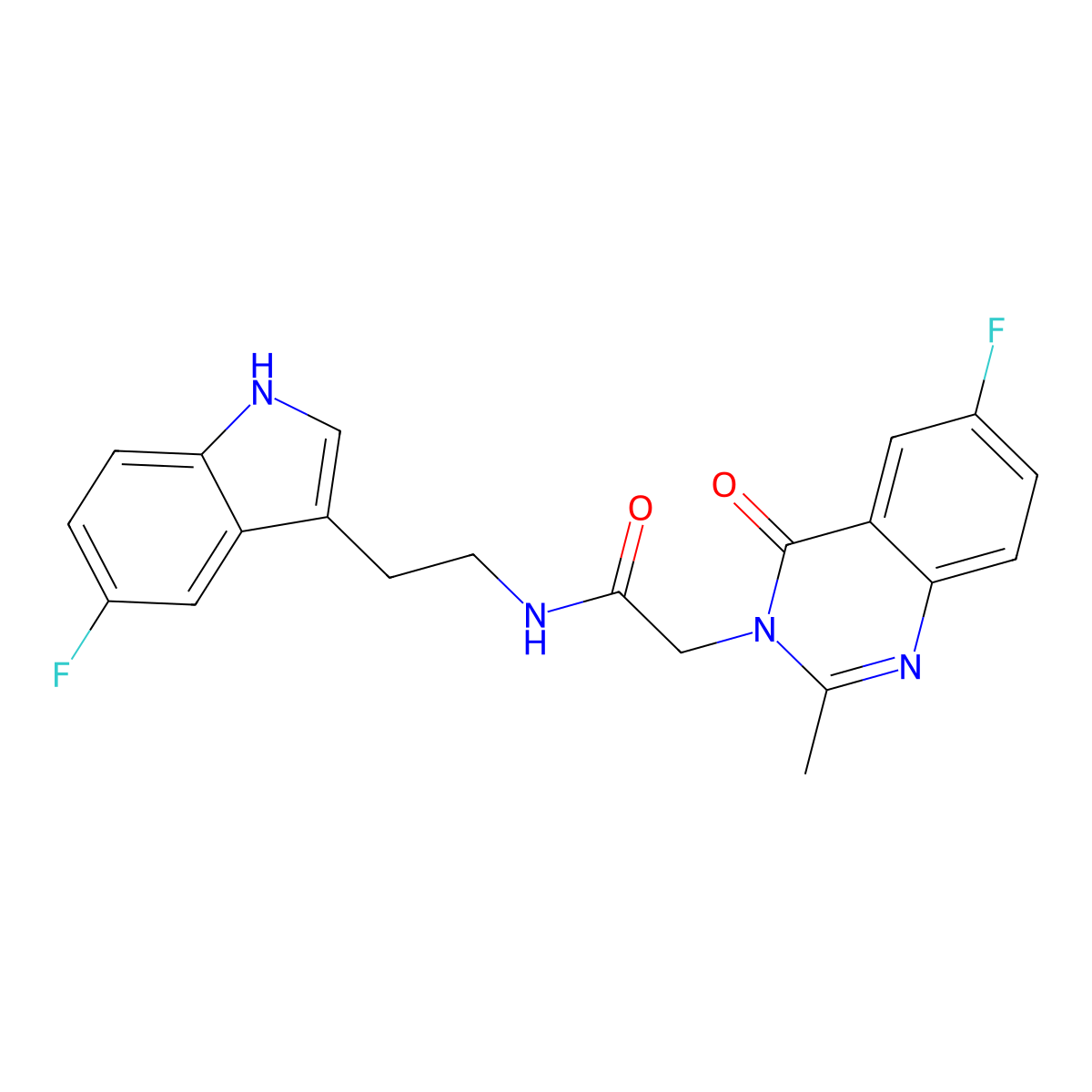 N-[2-(5-fluoro-1H-indol-3-yl)ethyl]-2-(6-fluoro-2-methyl-4-oxoquinazolin-3(4H)-yl)acetamide molecular structure, CAS 1441913-00-3