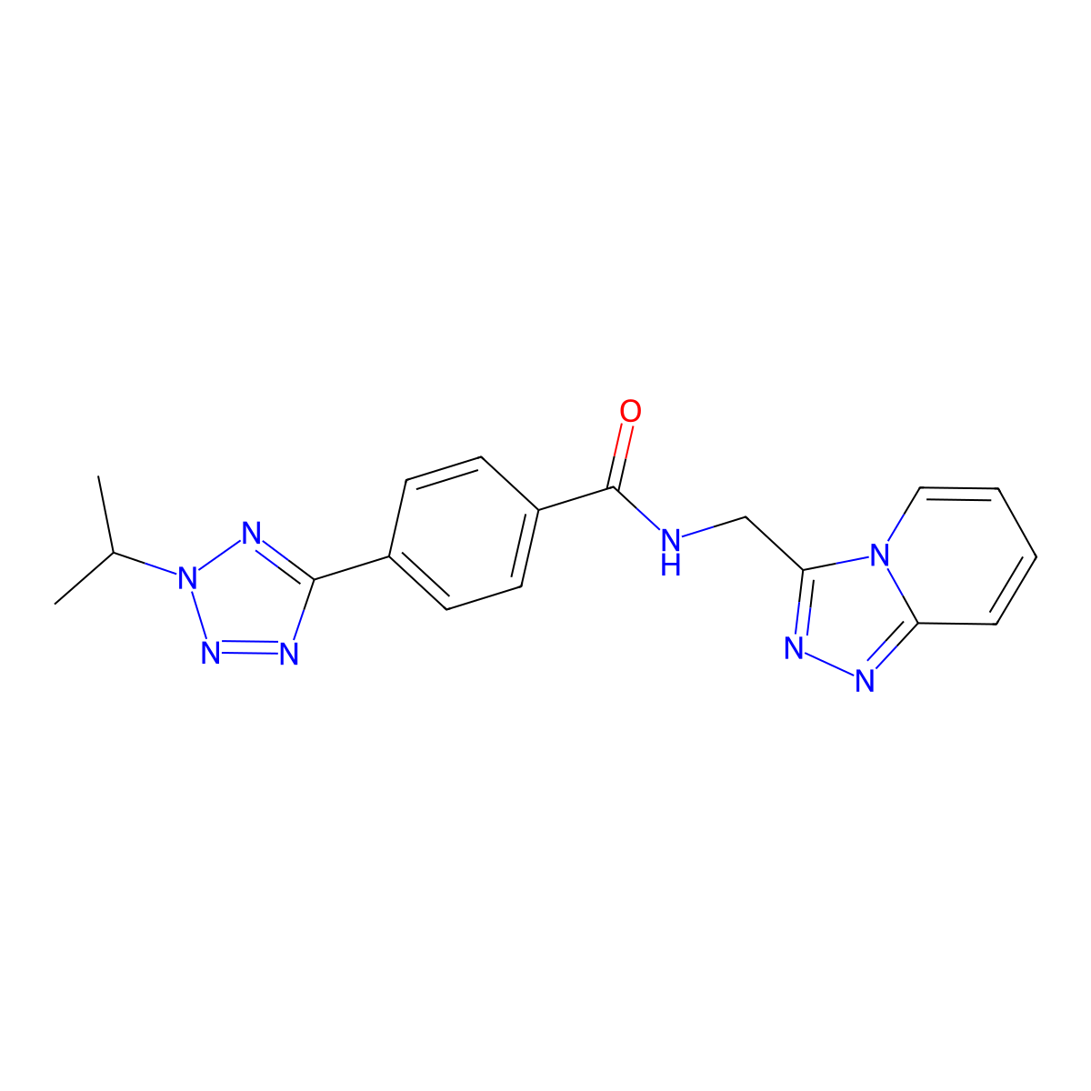 4-(2-isopropyl-2H-1,2,3,4-tetraazol-5-yl)-N-([1,2,4]triazolo[4,3-a]pyridin-3-ylmethyl)benzamide molecular structure, CAS 1441913-67-2