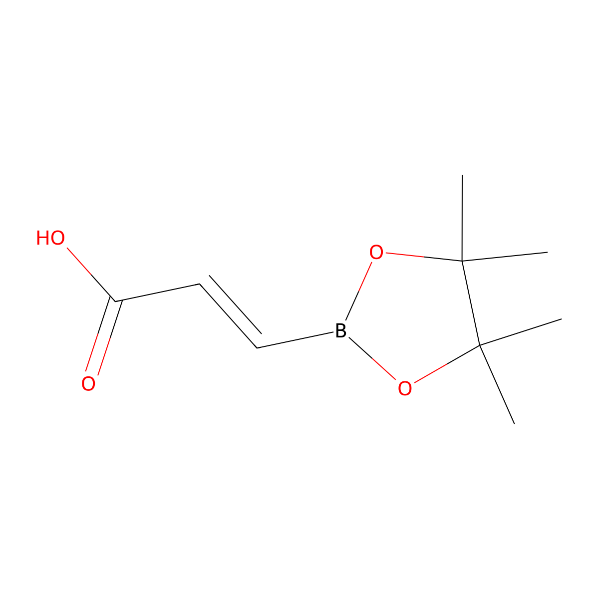 (E)-3-(4,4,5,5-tetramethyl-1,3,2-dioxaborolan-2-yl)acrylic acid molecular structure, CAS 144206-16-6