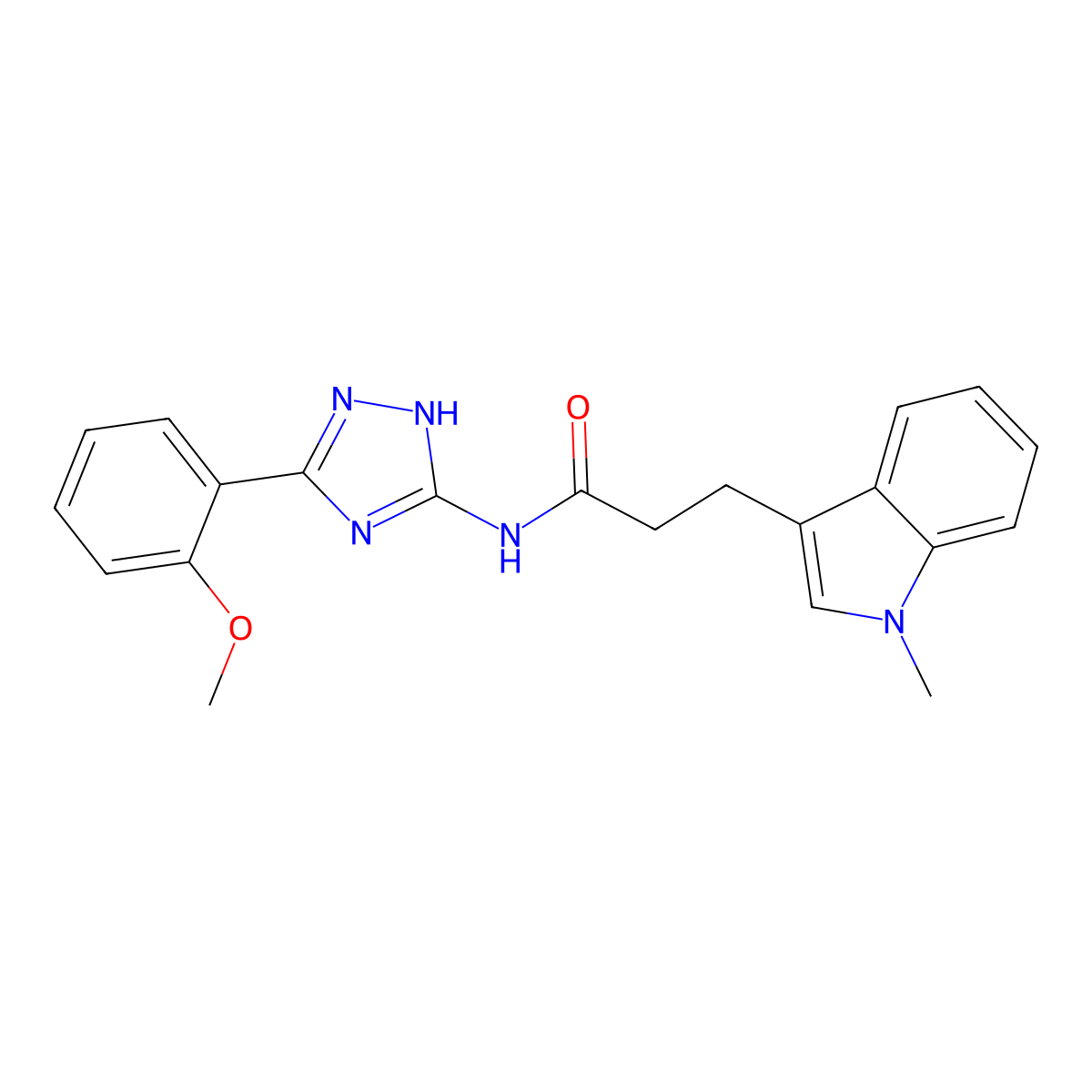 N-[3-(2-methoxyphenyl)-1H-1,2,4-triazol-5-yl]-3-(1-methyl-1H-indol-3-yl)propanamide molecular structure, CAS 1442075-76-4