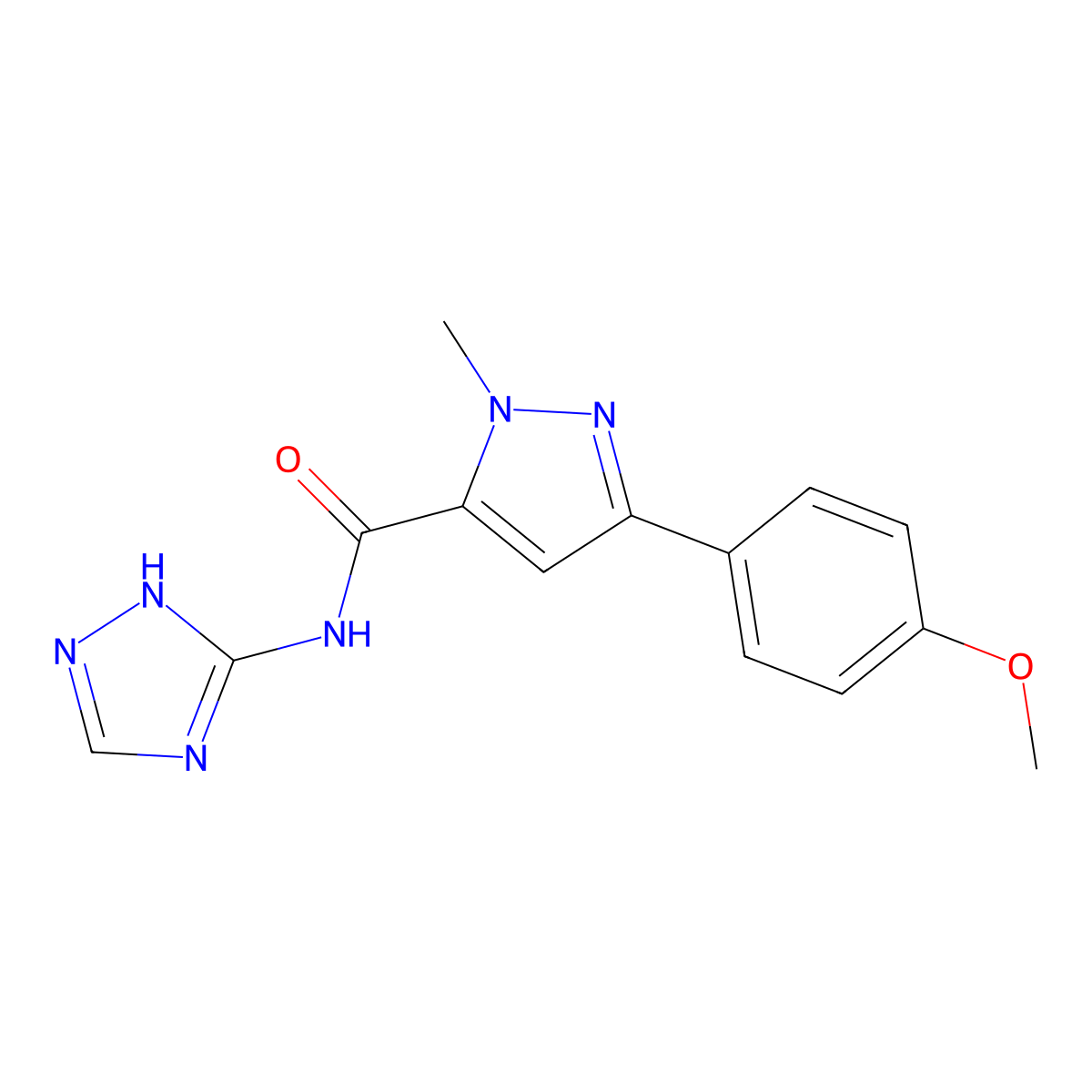 3-(4-methoxyphenyl)-1-methyl-N-(4H-1,2,4-triazol-3-yl)-1H-pyrazole-5-carboxamide molecular structure, CAS 1442075-79-7