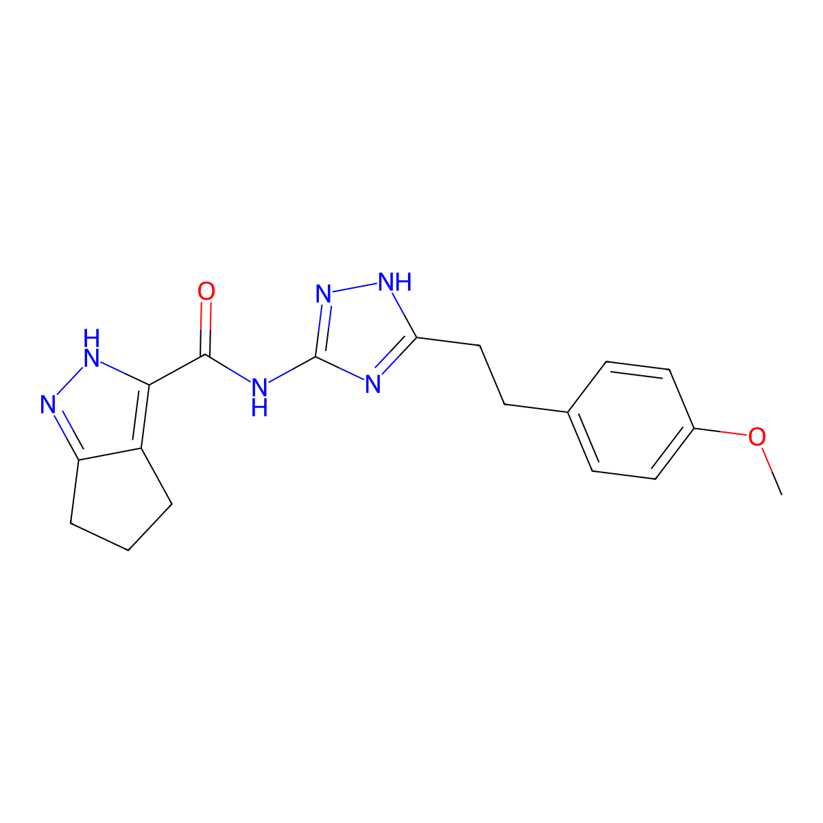 N-{5-[2-(4-methoxyphenyl)ethyl]-1H-1,2,4-triazol-3-yl}-2,4,5,6-tetrahydrocyclopenta[c]pyrazole-3-carboxamide molecular structure, CAS 1442075-83-3