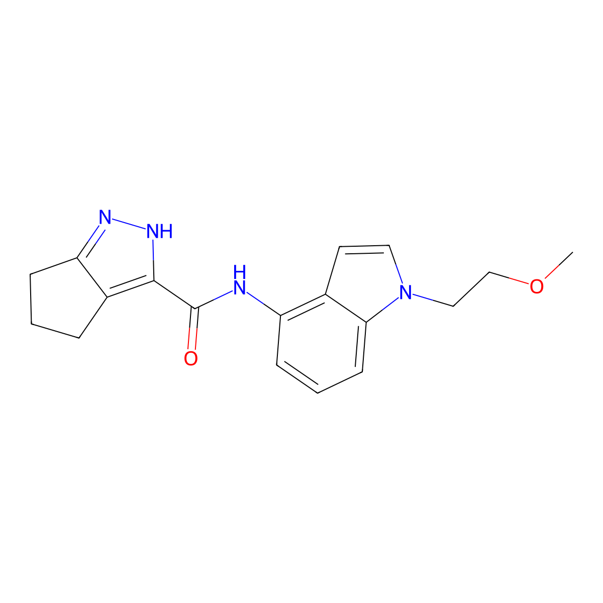 N-[1-(2-methoxyethyl)-1H-indol-4-yl]-2,4,5,6-tetrahydrocyclopenta[c]pyrazole-3-carboxamide molecular structure, CAS 1442075-97-9