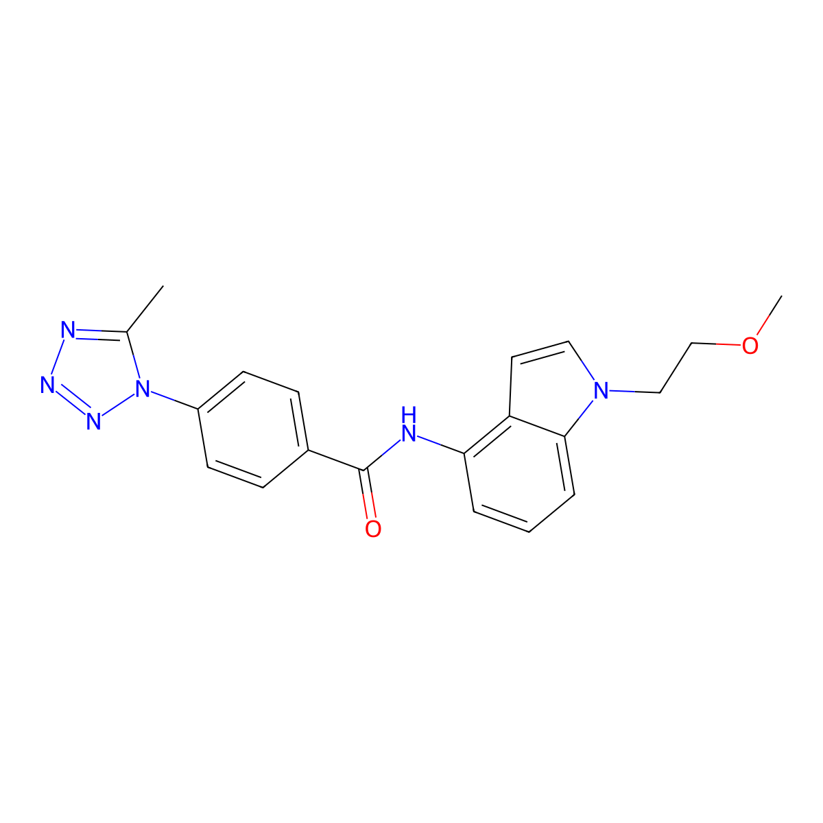 N-[1-(2-methoxyethyl)-1H-indol-4-yl]-4-(5-methyl-1H-tetrazol-1-yl)benzamide molecular structure, CAS 1442076-04-1