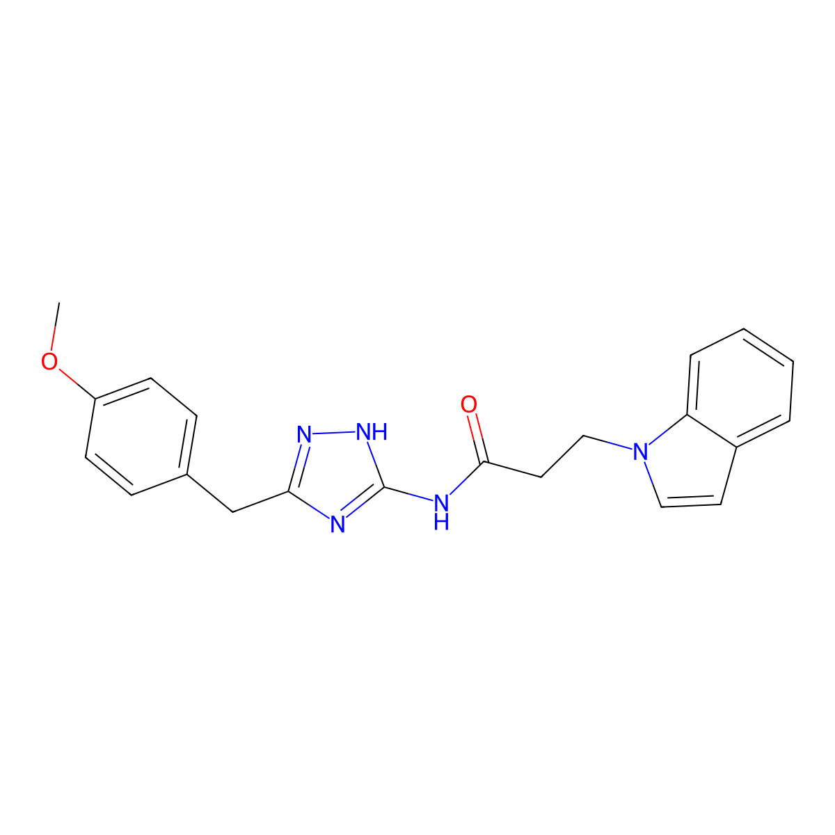 3-(1H-indol-1-yl)-N-[3-(4-methoxybenzyl)-1H-1,2,4-triazol-5-yl]propanamide molecular structure, CAS 1442076-43-8