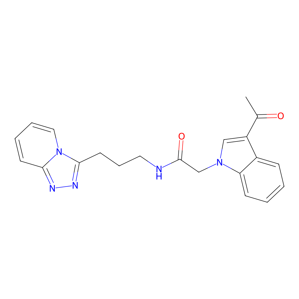 2-(3-acetyl-1H-indol-1-yl)-N-(3-[1,2,4]triazolo[4,3-a]pyridin-3-ylpropyl)acetamide molecular structure, CAS 1442076-55-2