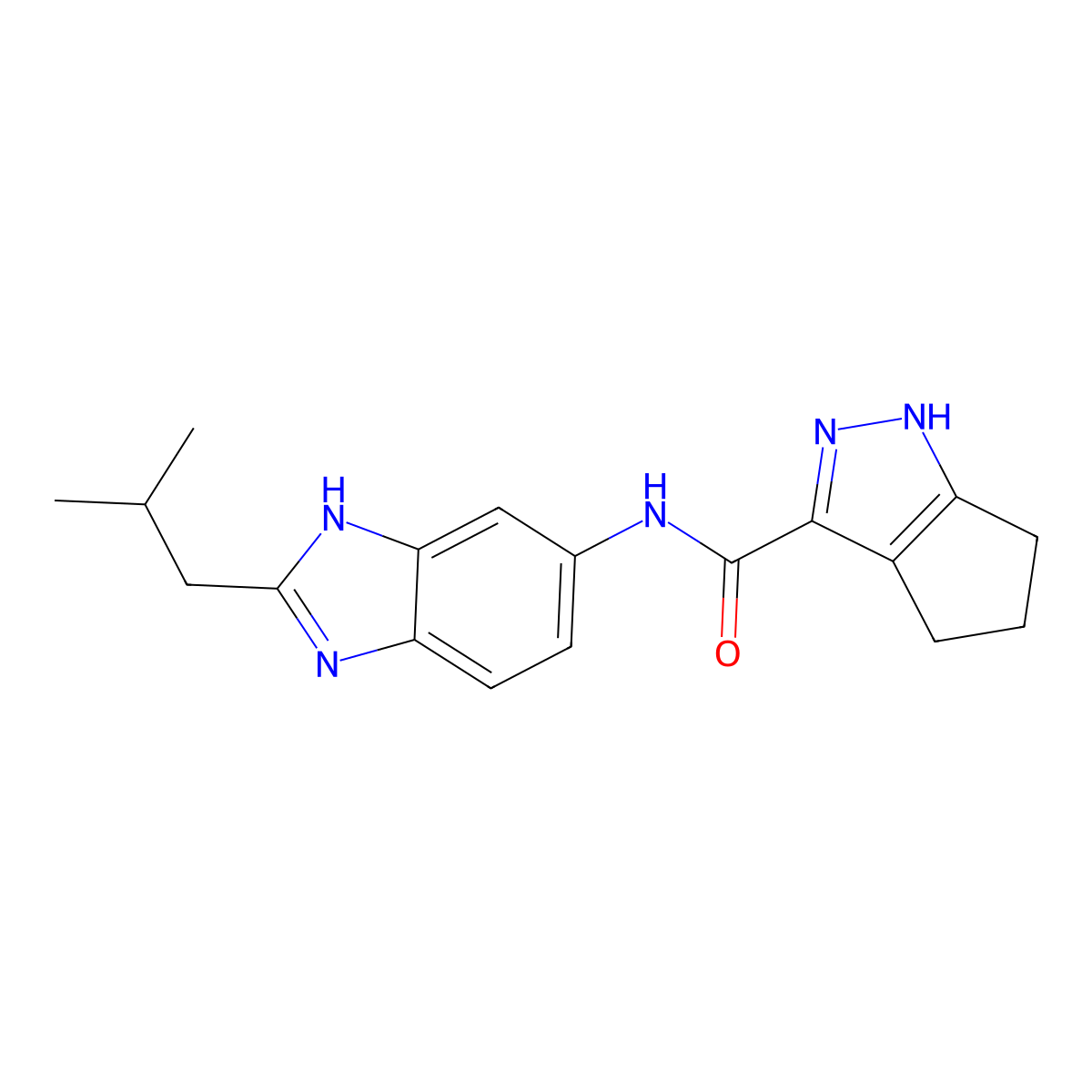 N-[2-(2-methylpropyl)-1H-benzimidazol-6-yl]-1,4,5,6-tetrahydrocyclopenta[c]pyrazole-3-carboxamide molecular structure, CAS 1442076-88-1