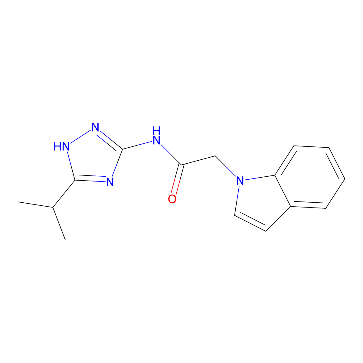 2-(1H-indol-1-yl)-N-[3-(propan-2-yl)-1H-1,2,4-triazol-5-yl]acetamide molecular structure, CAS 1442077-47-5