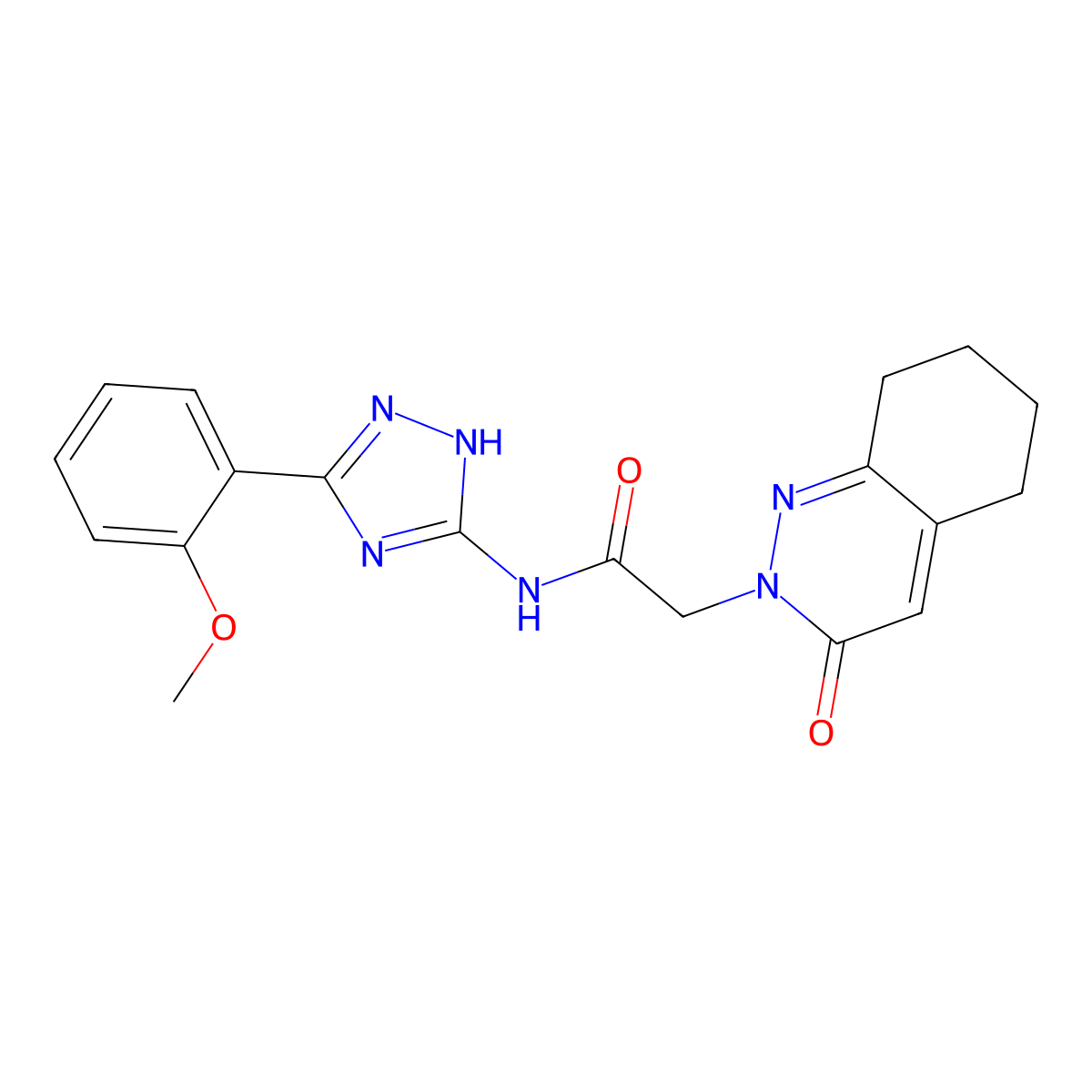 N-[3-(2-methoxyphenyl)-1H-1,2,4-triazol-5-yl]-2-(3-oxo-5,6,7,8-tetrahydrocinnolin-2(3H)-yl)acetamide molecular structure, CAS 1442078-06-9