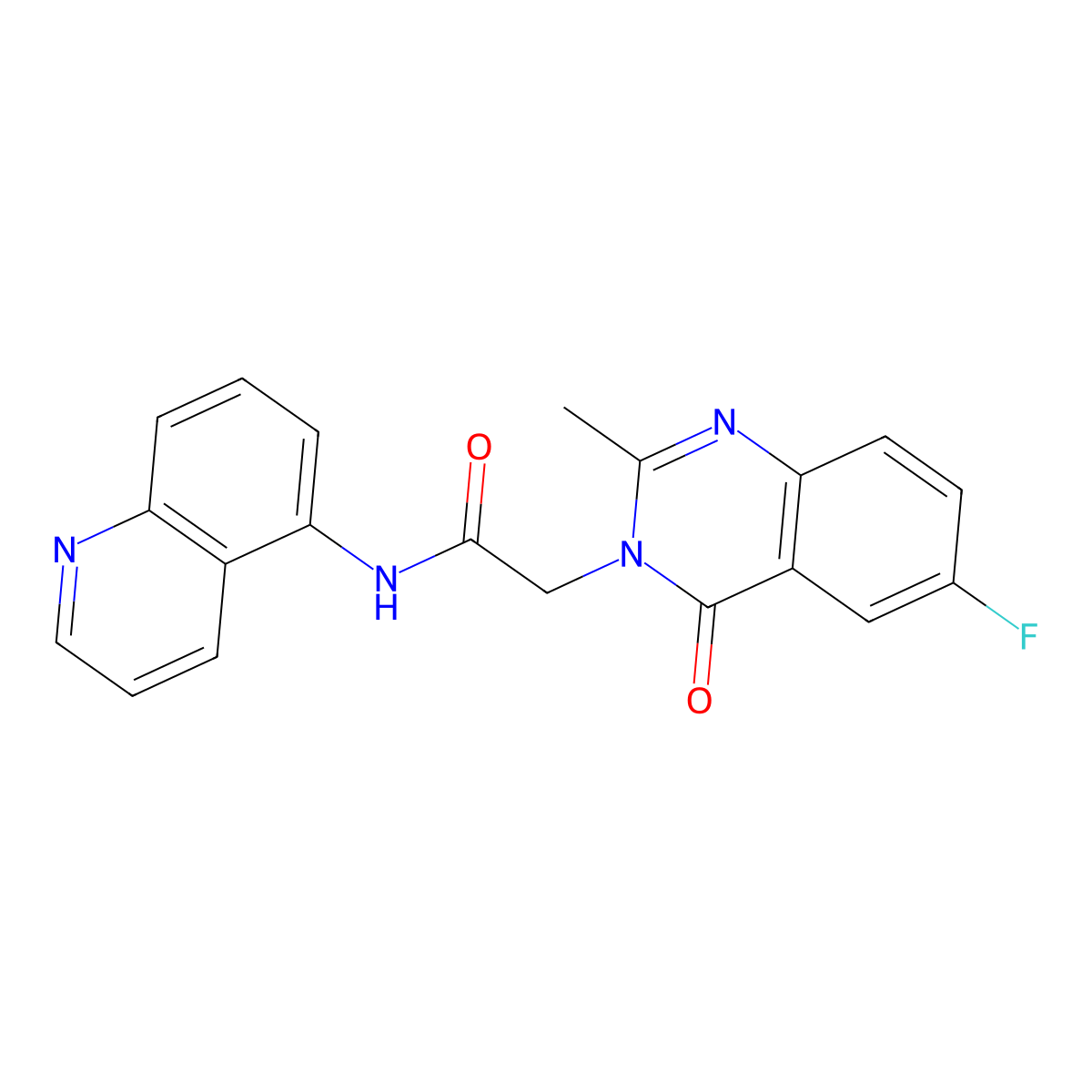2-(6-fluoro-2-methyl-4-oxoquinazolin-3(4H)-yl)-N-(quinolin-5-yl)acetamide molecular structure, CAS 1442078-20-7