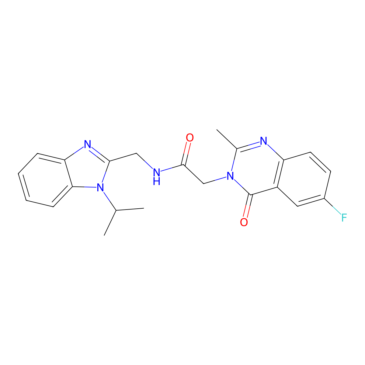 2-(6-fluoro-2-methyl-4-oxoquinazolin-3(4H)-yl)-N-{[1-(propan-2-yl)-1H-benzimidazol-2-yl]methyl}acetamide molecular structure, CAS 1442078-29-6