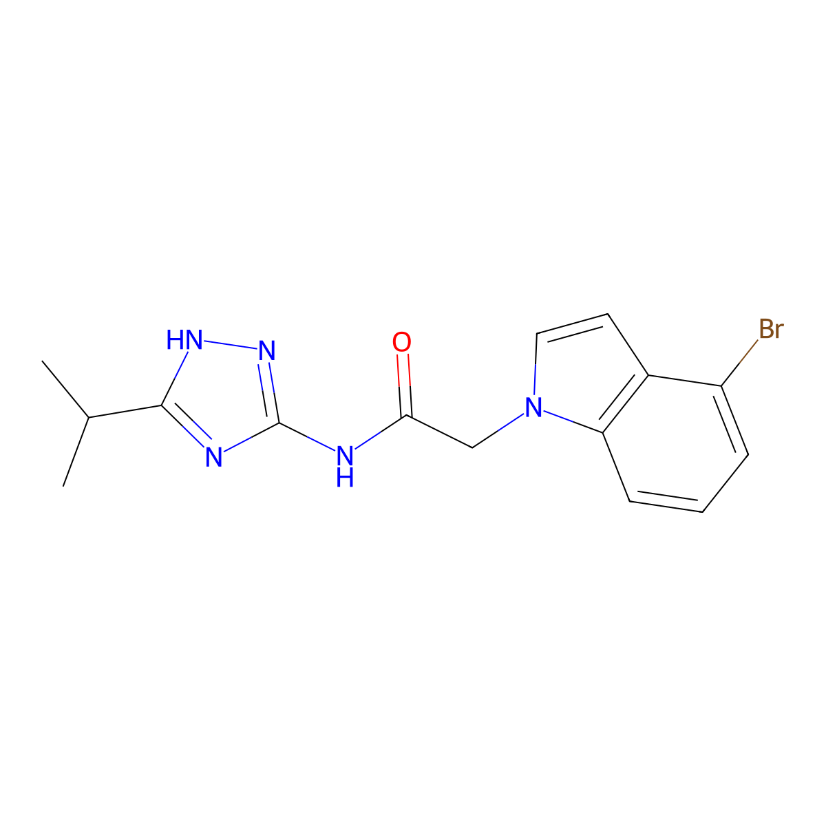 2-(4-bromo-1H-indol-1-yl)-N-[3-(propan-2-yl)-1H-1,2,4-triazol-5-yl]acetamide molecular structure, CAS 1442078-65-0