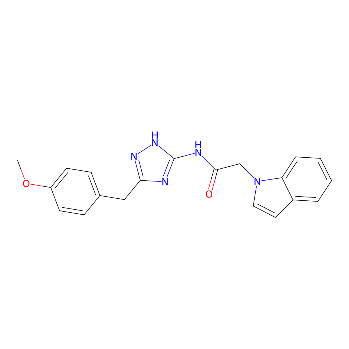 2-(1H-indol-1-yl)-N-[3-(4-methoxybenzyl)-1H-1,2,4-triazol-5-yl]acetamide molecular structure, CAS 1442078-71-8