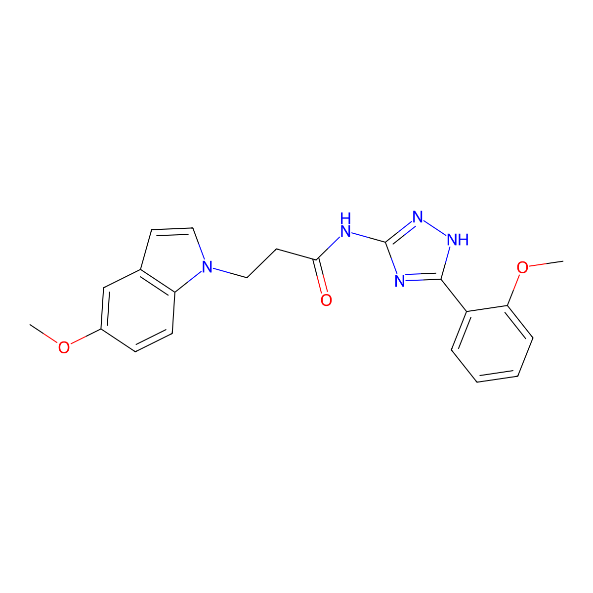 3-(5-methoxy-1H-indol-1-yl)-N-[3-(2-methoxyphenyl)-1H-1,2,4-triazol-5-yl]propanamide molecular structure, CAS 1442078-91-2