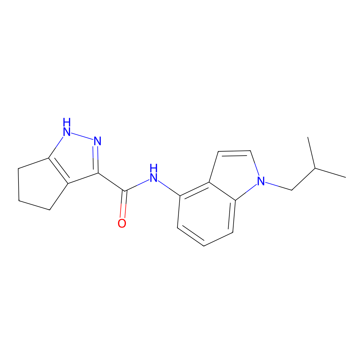 N-[1-(2-methylpropyl)-1H-indol-4-yl]-2,4,5,6-tetrahydrocyclopenta[c]pyrazole-3-carboxamide molecular structure, CAS 1442078-96-7