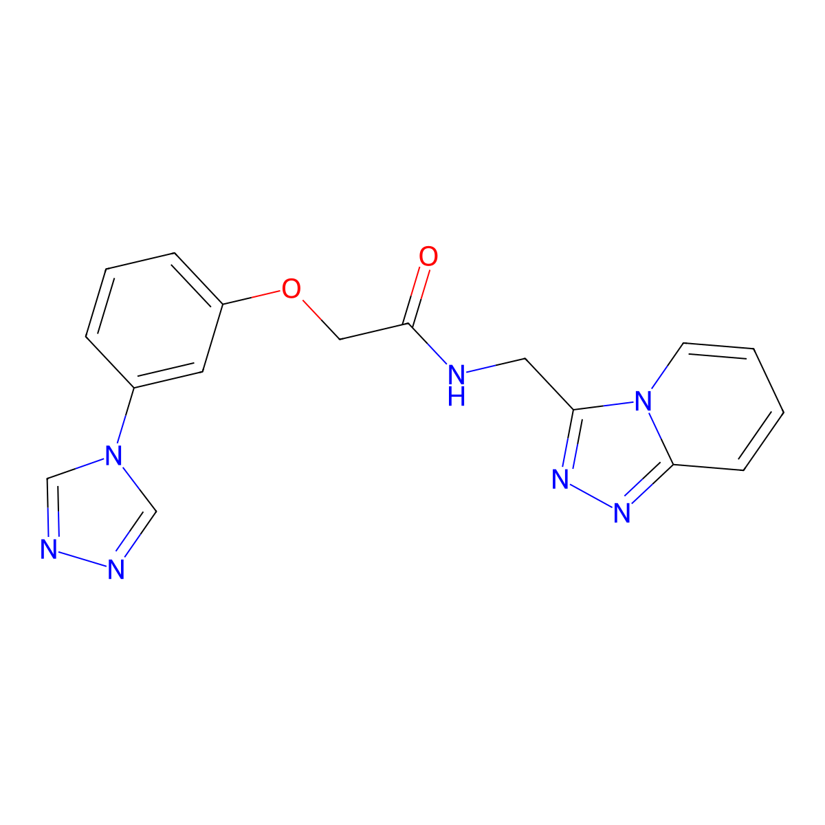 N-([1,2,4]triazolo[4,3-a]pyridin-3-ylmethyl)-2-[3-(4H-1,2,4-triazol-4-yl)phenoxy]acetamide molecular structure, CAS 1442079-02-8