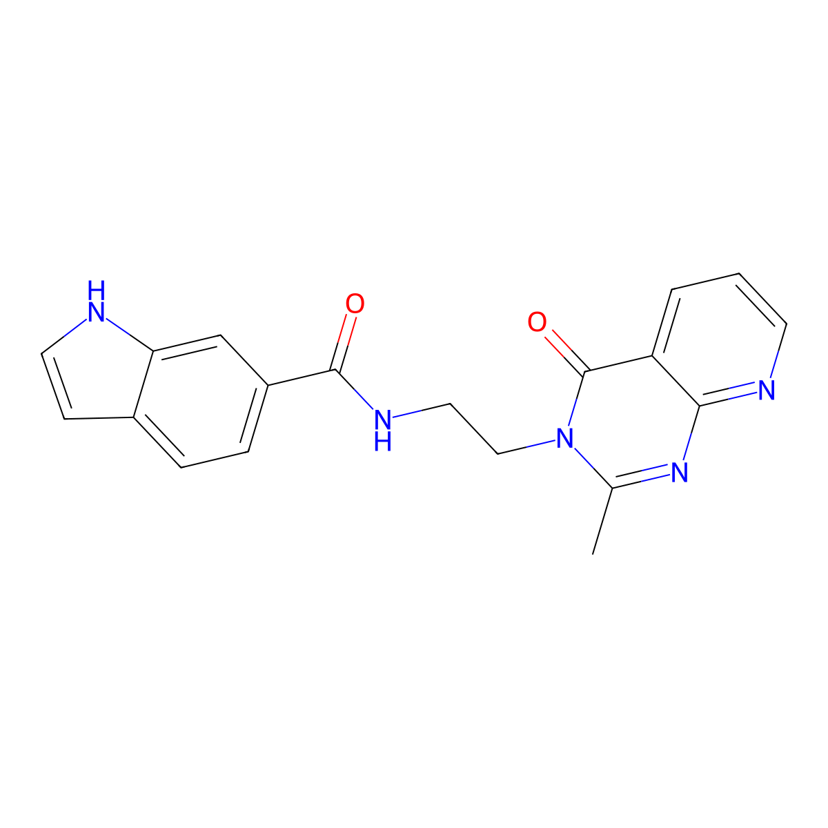 N-[2-(2-methyl-4-oxopyrido[2,3-d]pyrimidin-3(4H)-yl)ethyl]-1H-indole-6-carboxamide molecular structure, CAS 1442079-16-4