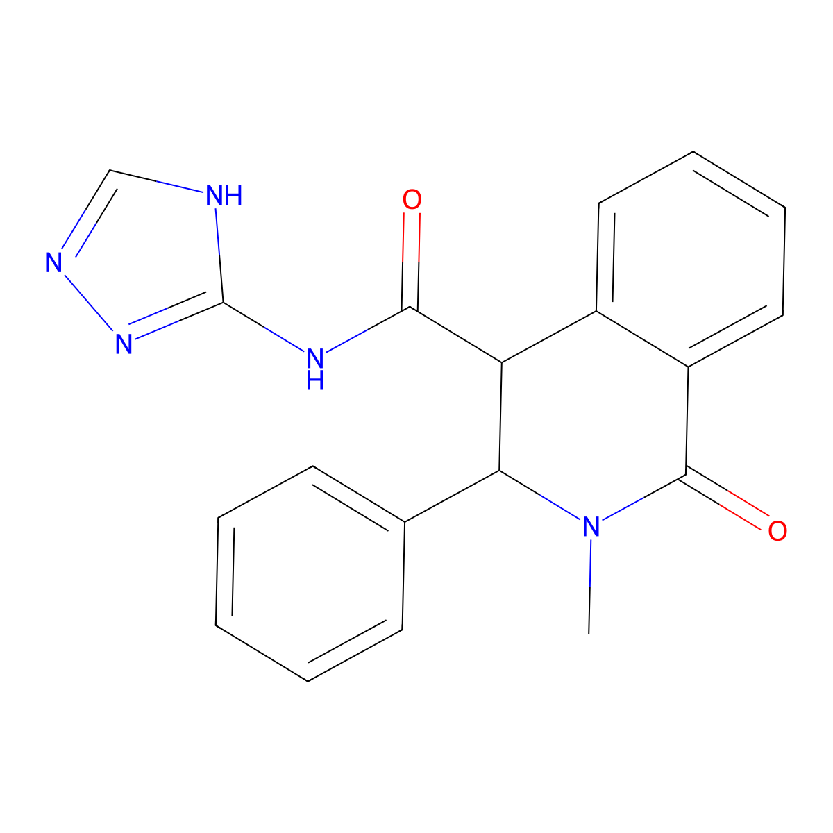 2-methyl-1-oxo-3-phenyl-N-(4H-1,2,4-triazol-3-yl)-1,2,3,4-tetrahydroisoquinoline-4-carboxamide molecular structure, CAS 1442079-21-1