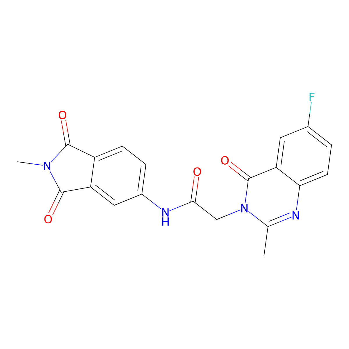 2-(6-fluoro-2-methyl-4-oxoquinazolin-3(4H)-yl)-N-(2-methyl-1,3-dioxo-2,3-dihydro-1H-isoindol-5-yl)acetamide molecular structure, CAS 1442079-36-8