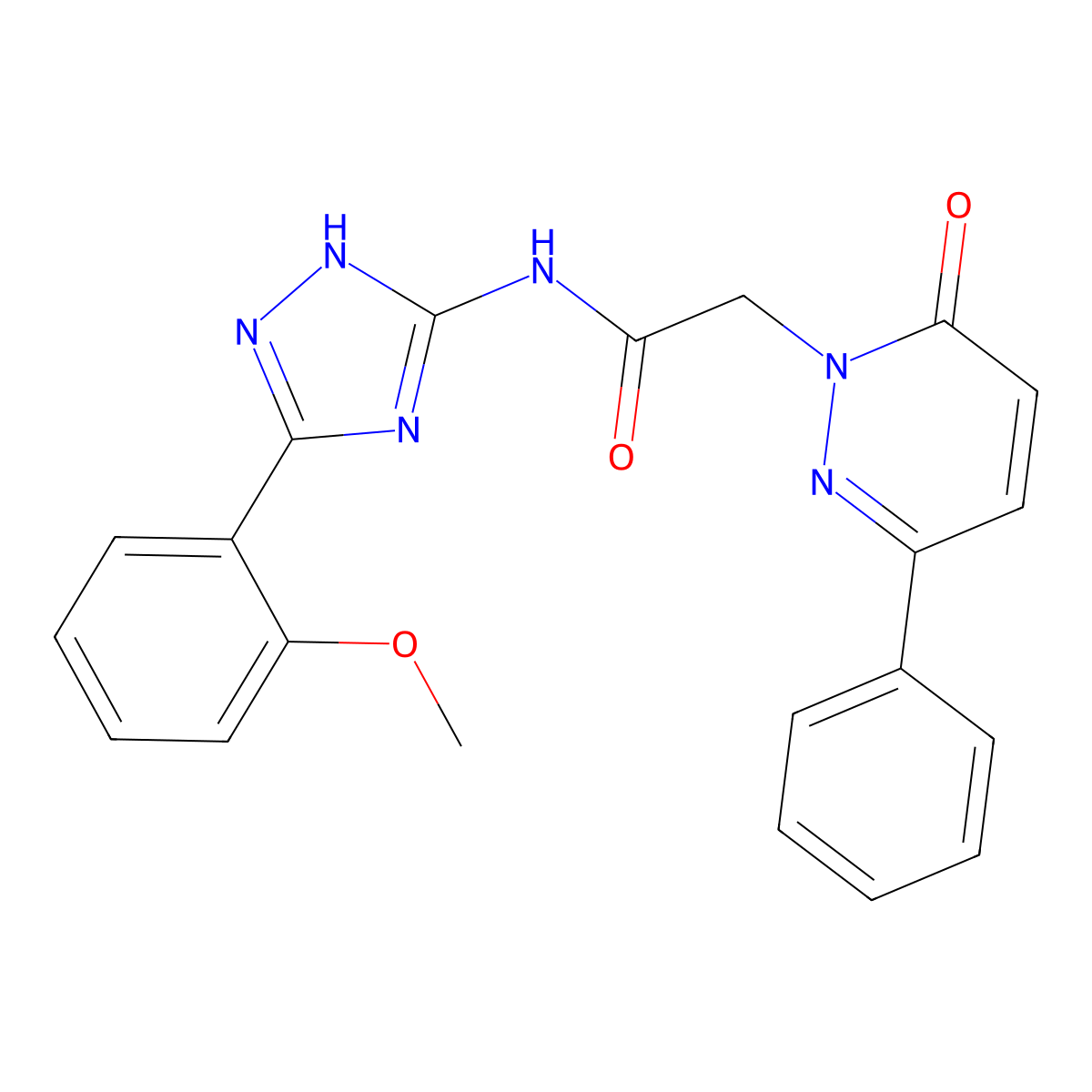 N-[3-(2-methoxyphenyl)-1H-1,2,4-triazol-5-yl]-2-(6-oxo-3-phenylpyridazin-1(6H)-yl)acetamide molecular structure, CAS 1442079-45-9
