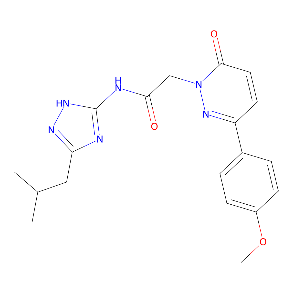 2-[3-(4-methoxyphenyl)-6-oxopyridazin-1(6H)-yl]-N-[3-(2-methylpropyl)-1H-1,2,4-triazol-5-yl]acetamide molecular structure, CAS 1442079-66-4