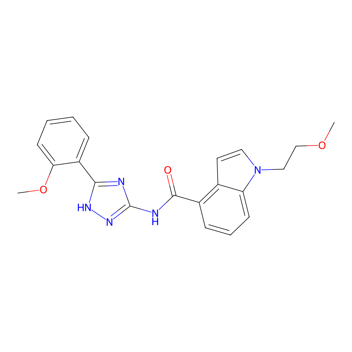 1-(2-methoxyethyl)-N-[3-(2-methoxyphenyl)-1H-1,2,4-triazol-5-yl]-1H-indole-4-carboxamide molecular structure, CAS 1442079-67-5