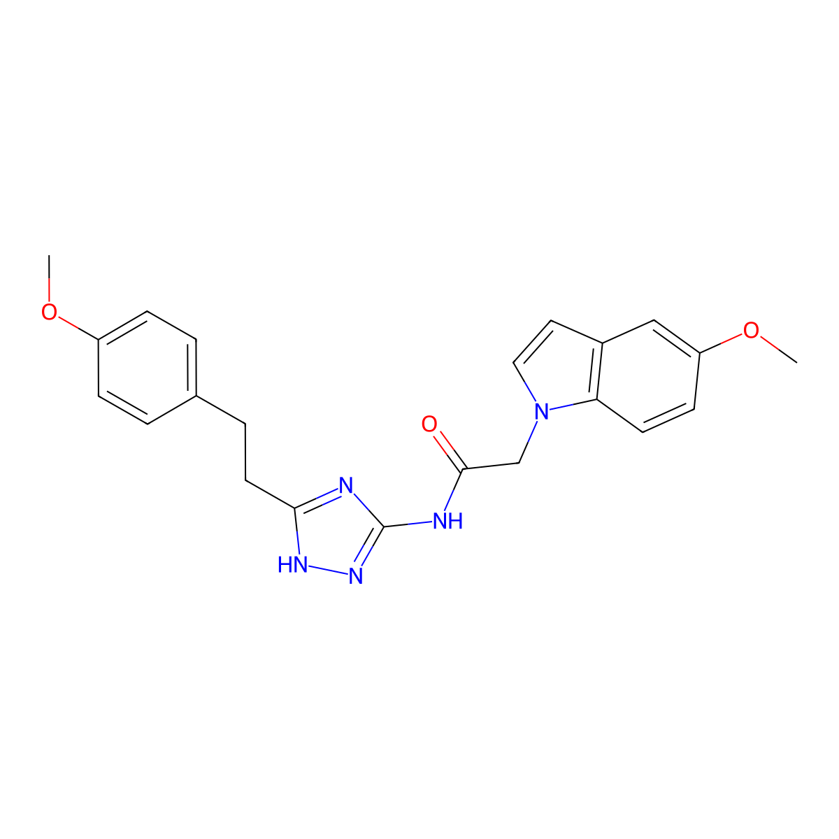 2-(5-methoxy-1H-indol-1-yl)-N-{3-[2-(4-methoxyphenyl)ethyl]-1H-1,2,4-triazol-5-yl}acetamide molecular structure, CAS 1442080-00-3