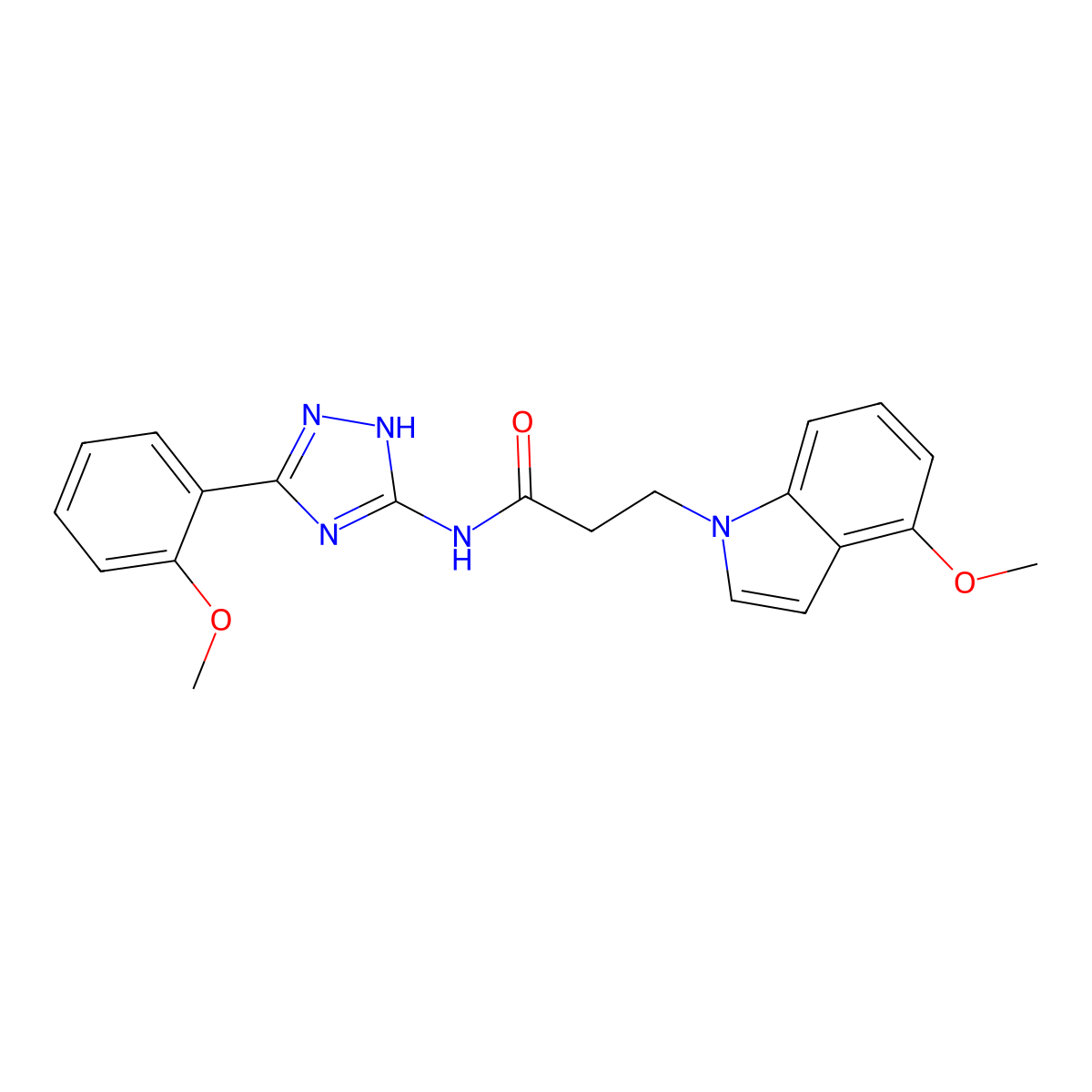 3-(4-methoxy-1H-indol-1-yl)-N-[3-(2-methoxyphenyl)-1H-1,2,4-triazol-5-yl]propanamide molecular structure, CAS 1442080-01-4