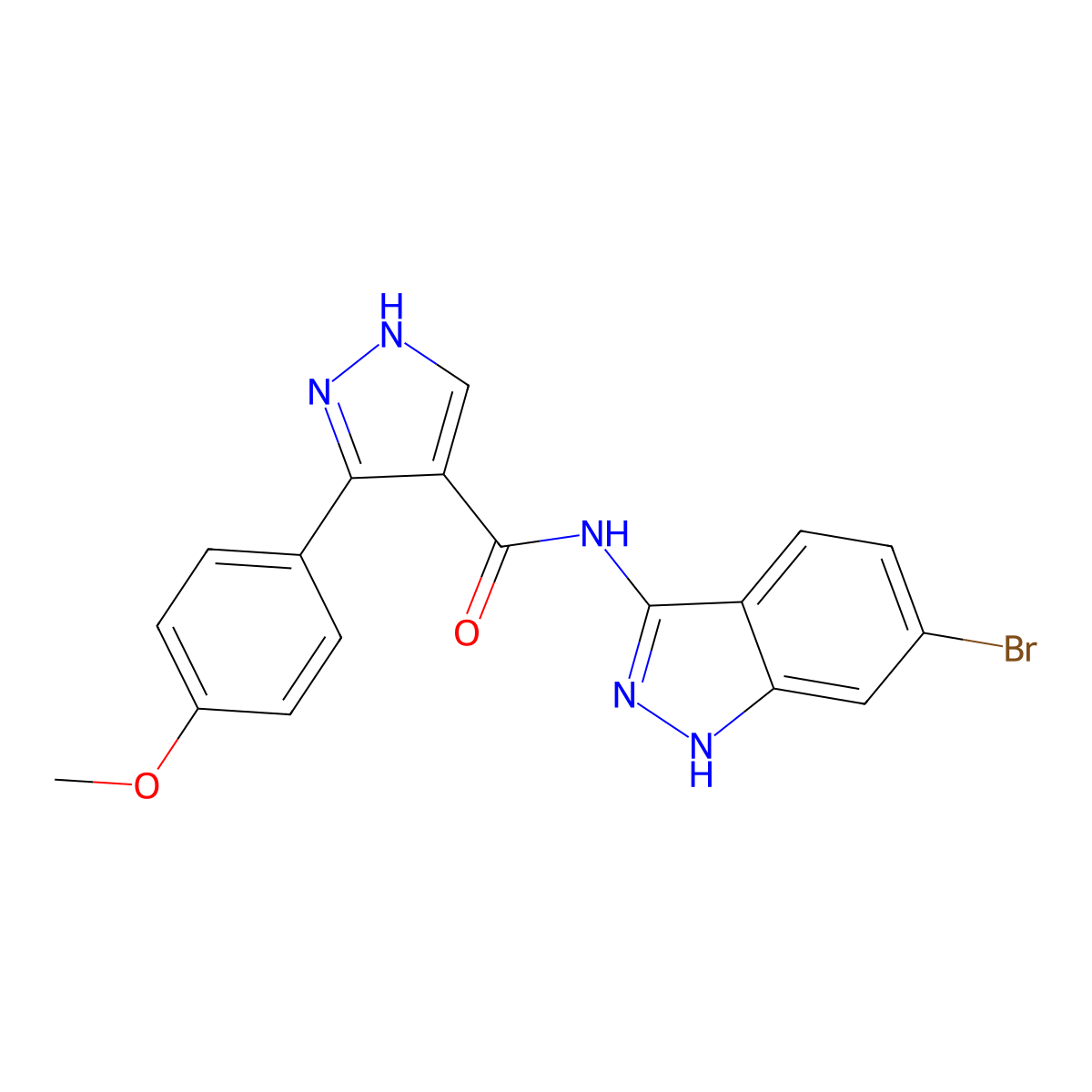 N-(6-bromo-1H-indazol-3-yl)-5-(4-methoxyphenyl)-1H-pyrazole-4-carboxamide molecular structure, CAS 1442080-31-0