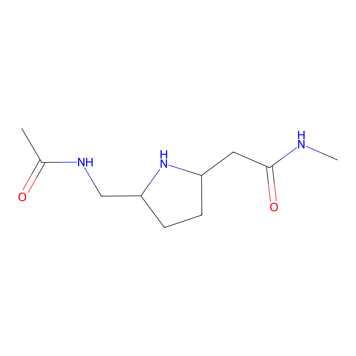 2-((2R,5S)-5-(Acetamidomethyl)pyrrolidin-2-yl)-N-methylacetamide molecular structure, CAS 1442080-82-1