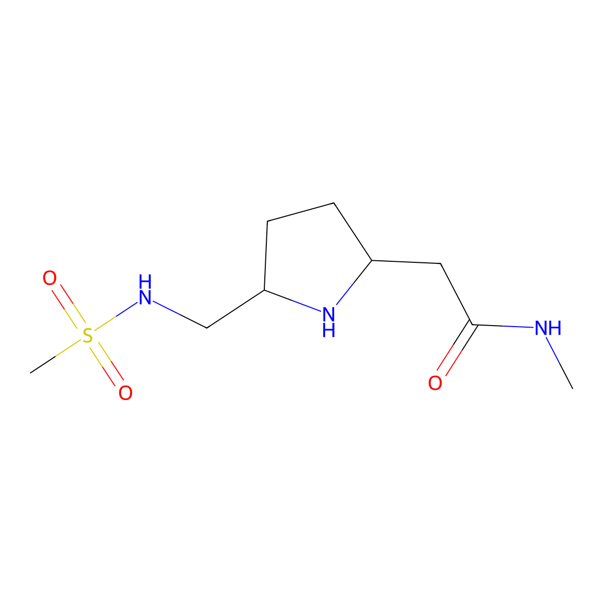 2-[(2R,5S)-5-(methanesulfonamidomethyl)pyrrolidin-2-yl]-N-methylacetamide molecular structure, CAS 1442080-84-3