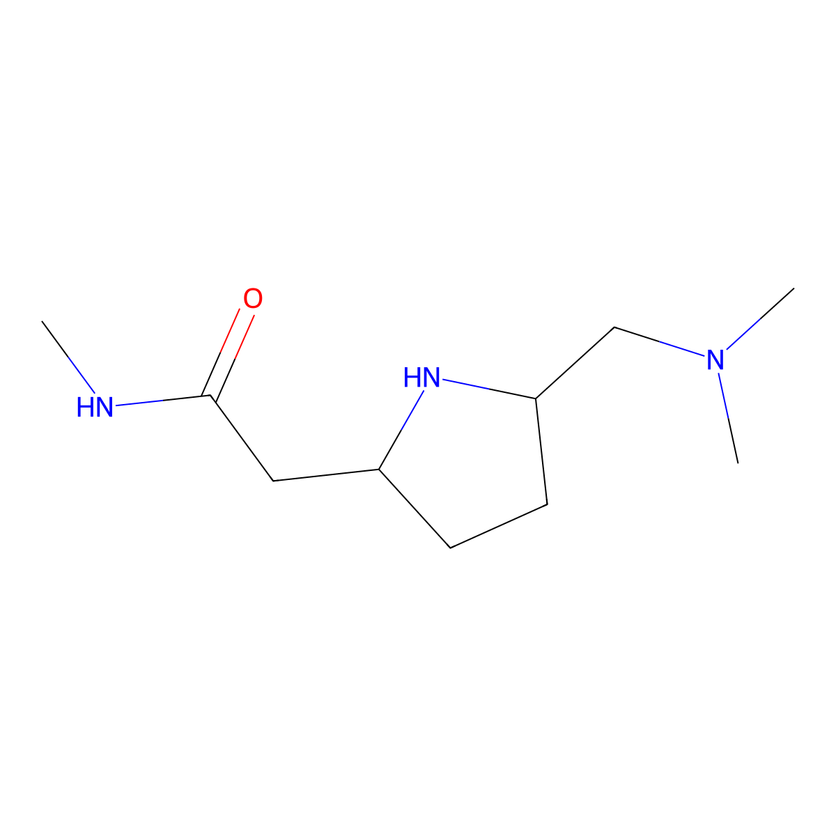 2-((2R,5S)-5-((Dimethylamino)methyl)pyrrolidin-2-yl)-N-methylacetamide molecular structure, CAS 1442080-90-1