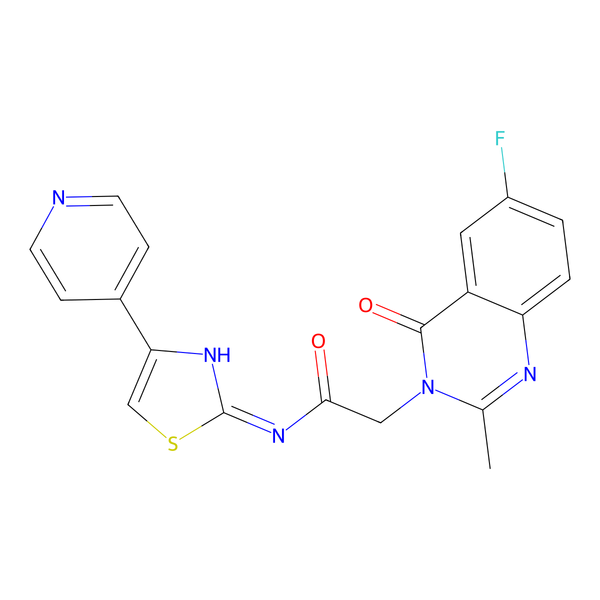 2-(6-fluoro-2-methyl-4-oxoquinazolin-3(4H)-yl)-N-(4-(pyridin-4-yl)thiazol-2-yl)acetamide molecular structure, CAS 1442083-63-7