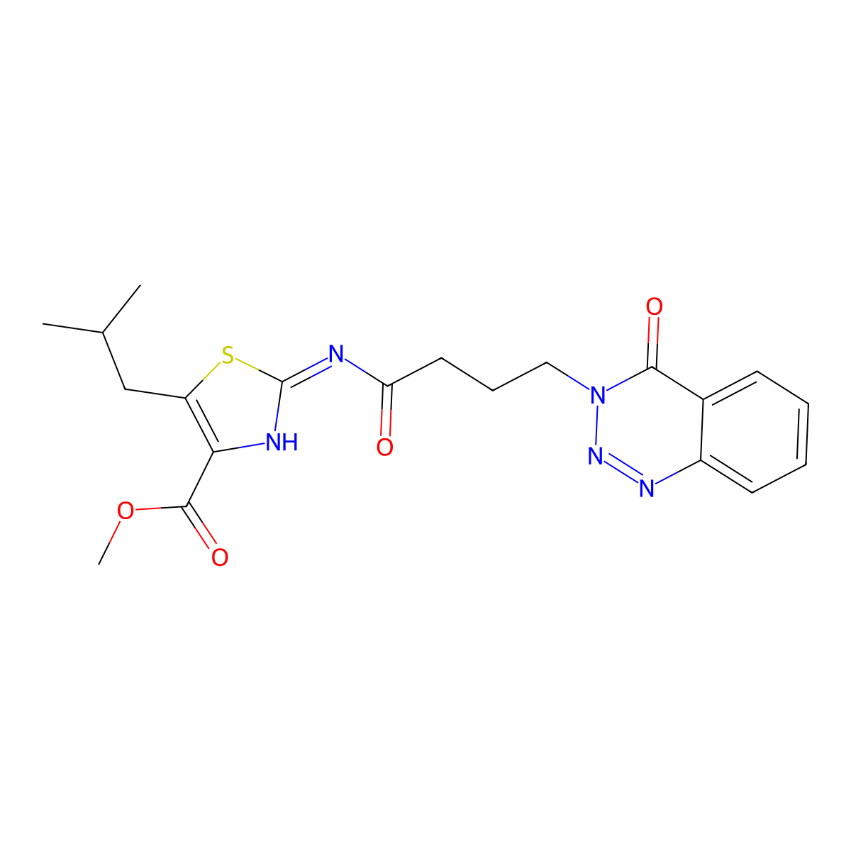 methyl 5-(2-methylpropyl)-2-{[4-(4-oxo-1,2,3-benzotriazin-3(4H)-yl)butanoyl]amino}-1,3-thiazole-4-carboxylate molecular structure, CAS 1442083-68-2