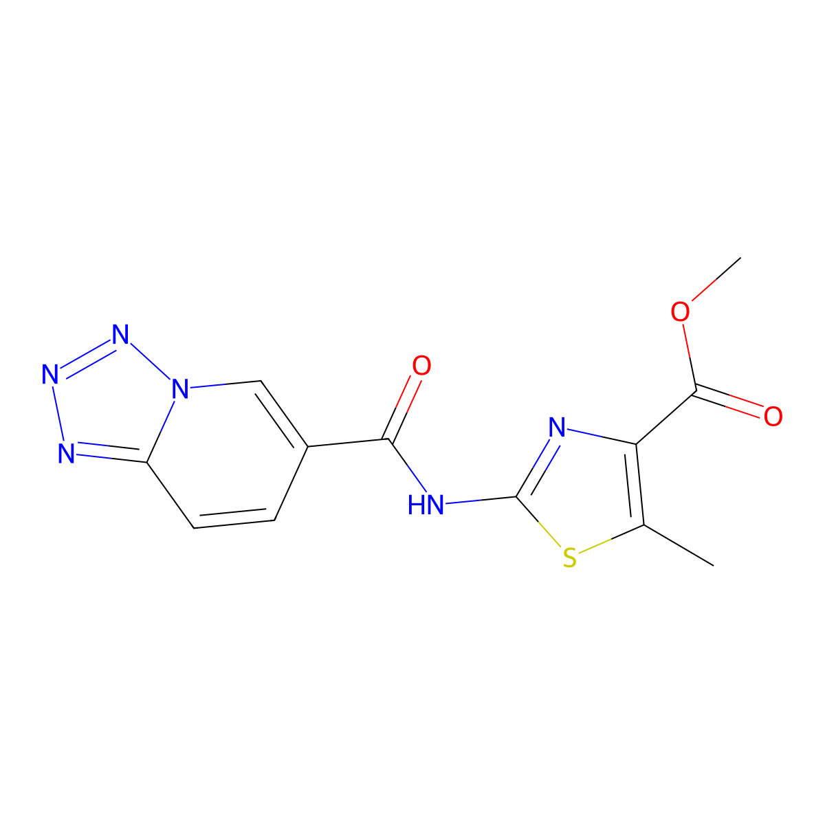 Methyl 5-methyl-2-[(tetrazolo[1,5-a]pyridin-6-ylcarbonyl)amino]-1,3-thiazole-4-carboxylate molecular structure, CAS 1442083-98-8
