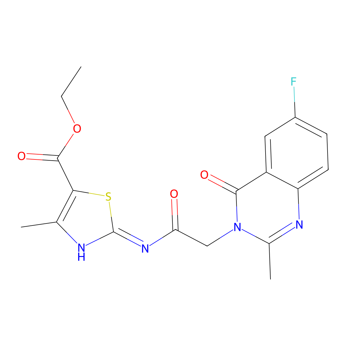 ethyl 2-{[(6-fluoro-2-methyl-4-oxoquinazolin-3(4H)-yl)acetyl]amino}-4-methyl-1,3-thiazole-5-carboxylate molecular structure, CAS 1442084-39-0
