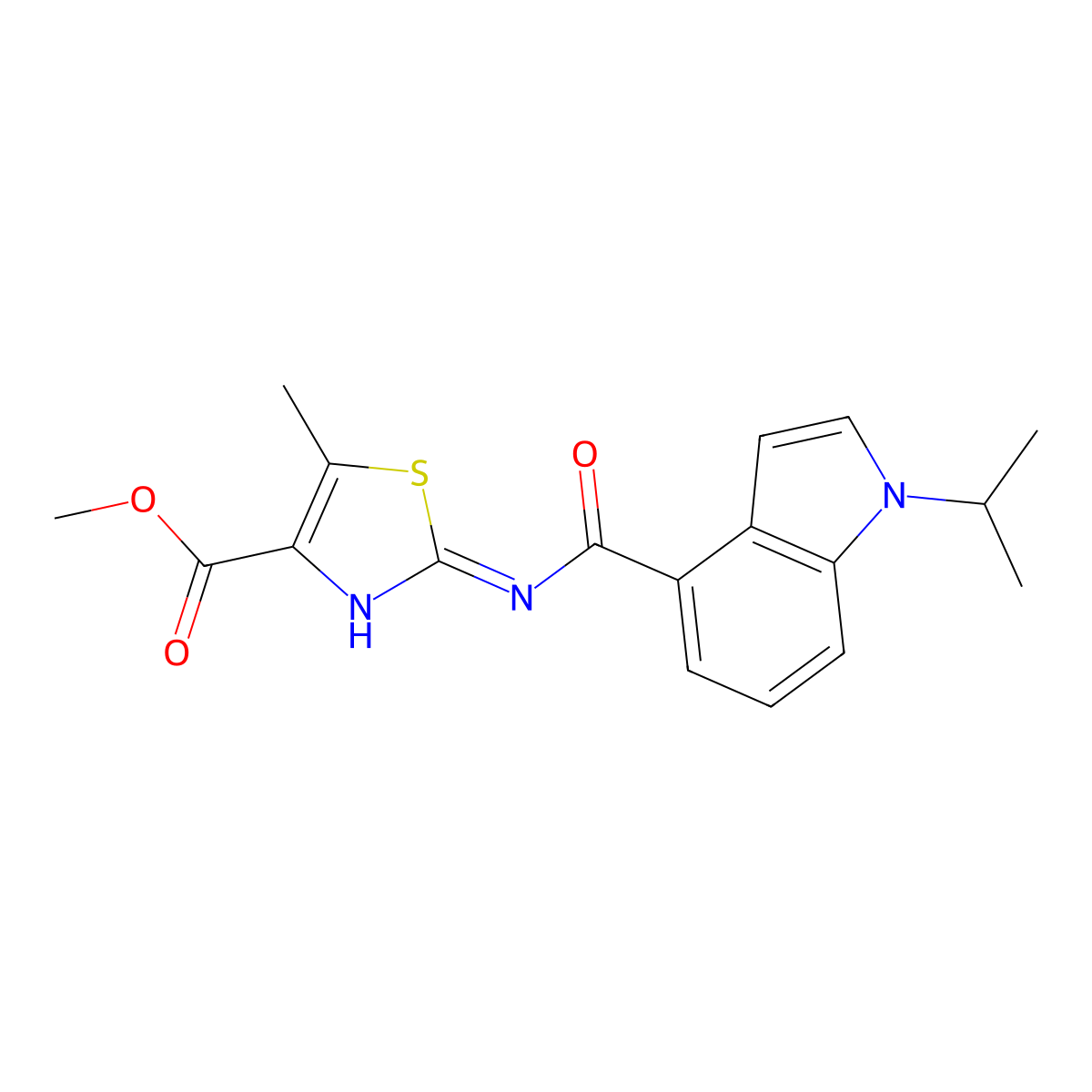 methyl 2-{[(1-isopropyl-1H-indol-4-yl)carbonyl]amino}-5-methyl-1,3-thiazole-4-carboxylate molecular structure, CAS 1442084-78-7