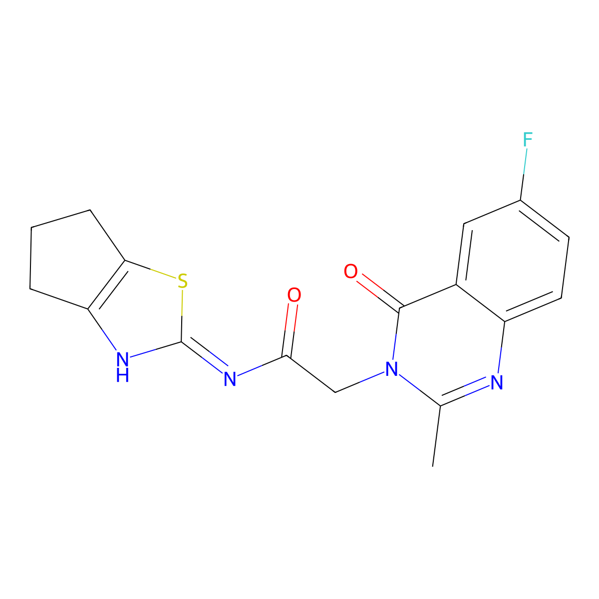N-(5,6-dihydro-4H-cyclopenta[d][1,3]thiazol-2-yl)-2-(6-fluoro-2-methyl-4-oxoquinazolin-3(4H)-yl)acetamide molecular structure, CAS 1442084-80-1