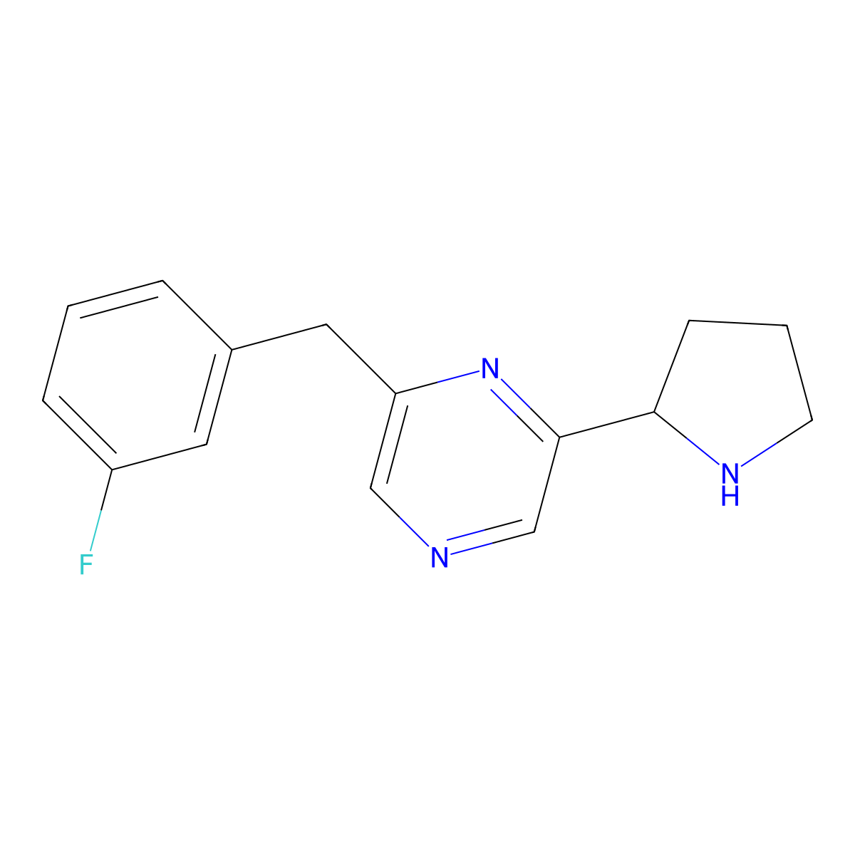 2-(3-Fluorobenzyl)-6-(pyrrolidin-2-yl)pyrazine molecular structure, CAS 1442087-02-6