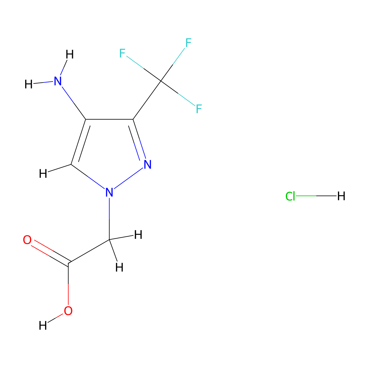 2-(4-Amino-3-(trifluoromethyl)-1H-pyrazol-1-yl)acetic acid hydrochloride molecular structure, CAS 1442093-18-6