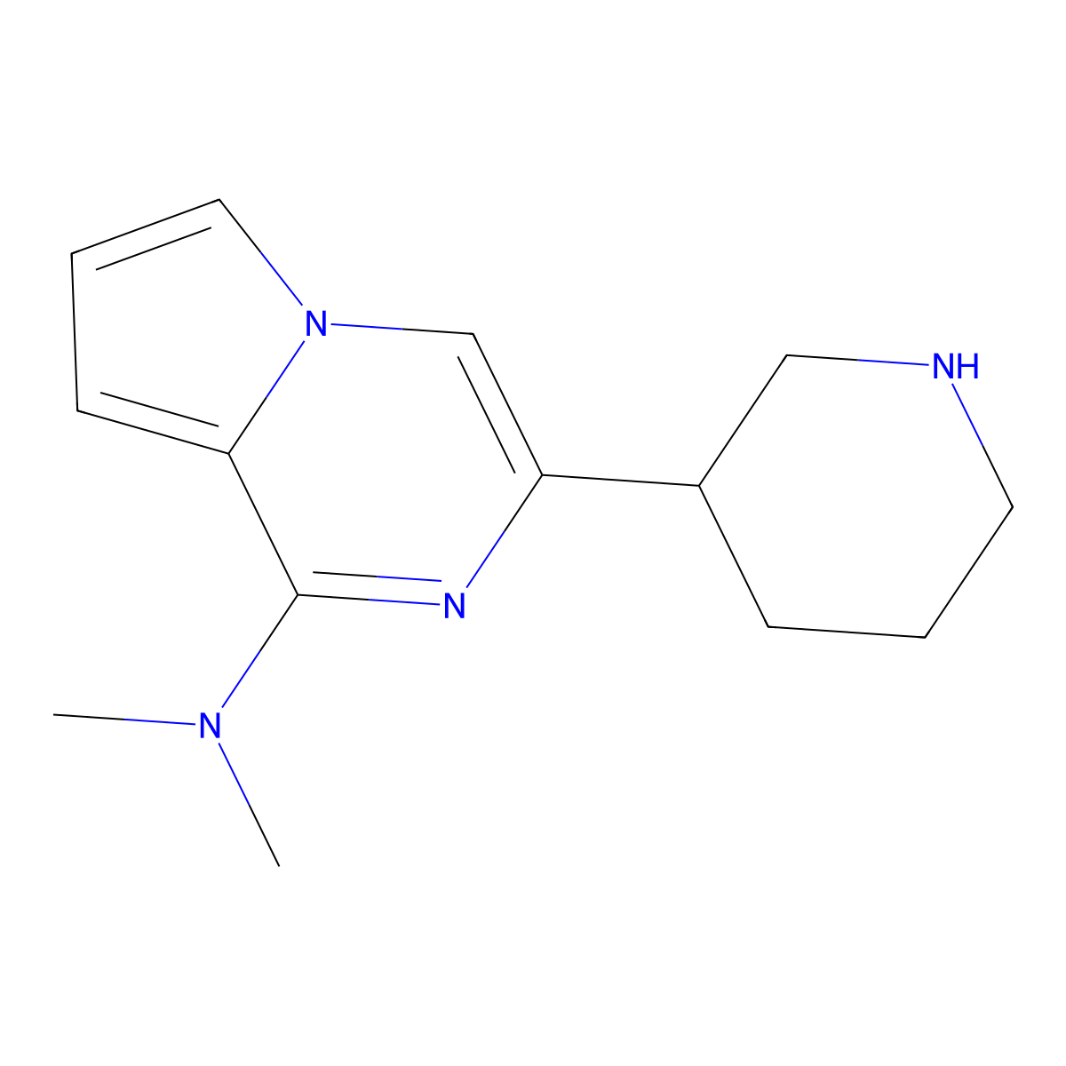 N,N-Dimethyl-3-(piperidin-3-YL)pyrrolo[1,2-A]pyrazin-1-amine molecular structure, CAS 1442093-20-0