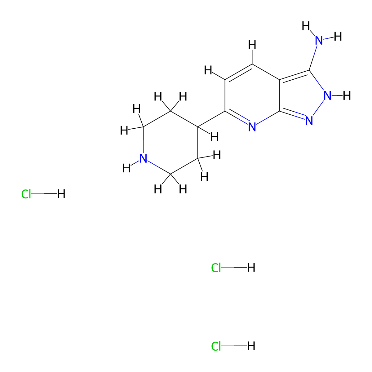 6-Piperidin-4-yl-1H-pyrazolo[3,4-b]pyridin-3-amine trihydrochloride molecular structure, CAS 1442098-16-9