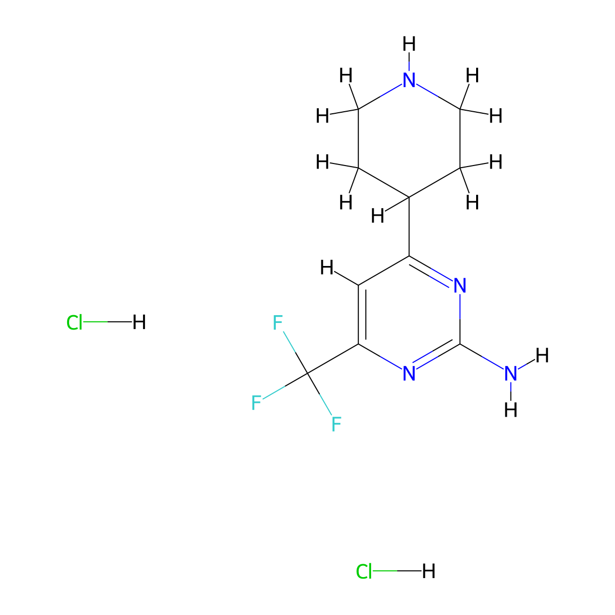 4-Piperidin-4-yl-6-(trifluoromethyl)pyrimidin-2-amine dihydrochloride molecular structure, CAS 1442098-20-5