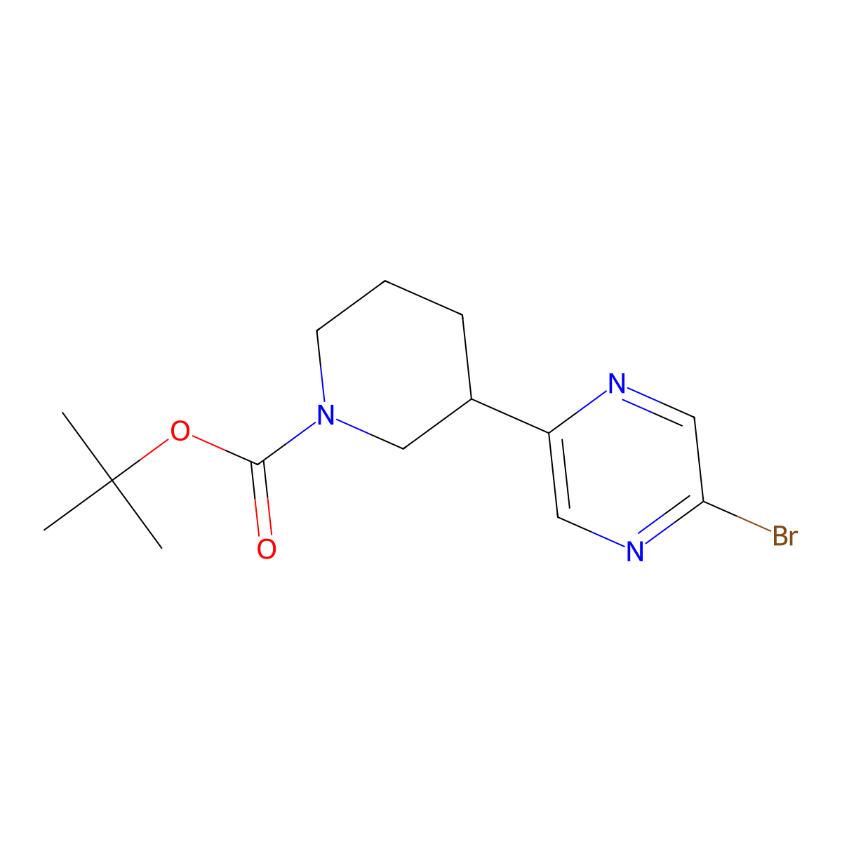 2-Bromo-5-(N-Boc-piperidin-3-yl)pyrazine molecular structure, CAS 1442101-44-1