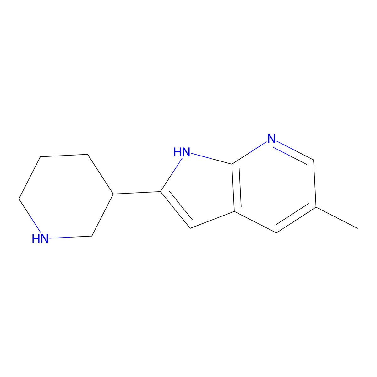 5-Methyl-2-(piperidin-3-yl)-1H-pyrrolo[2,3-b]pyridine molecular structure, CAS 1442101-95-2