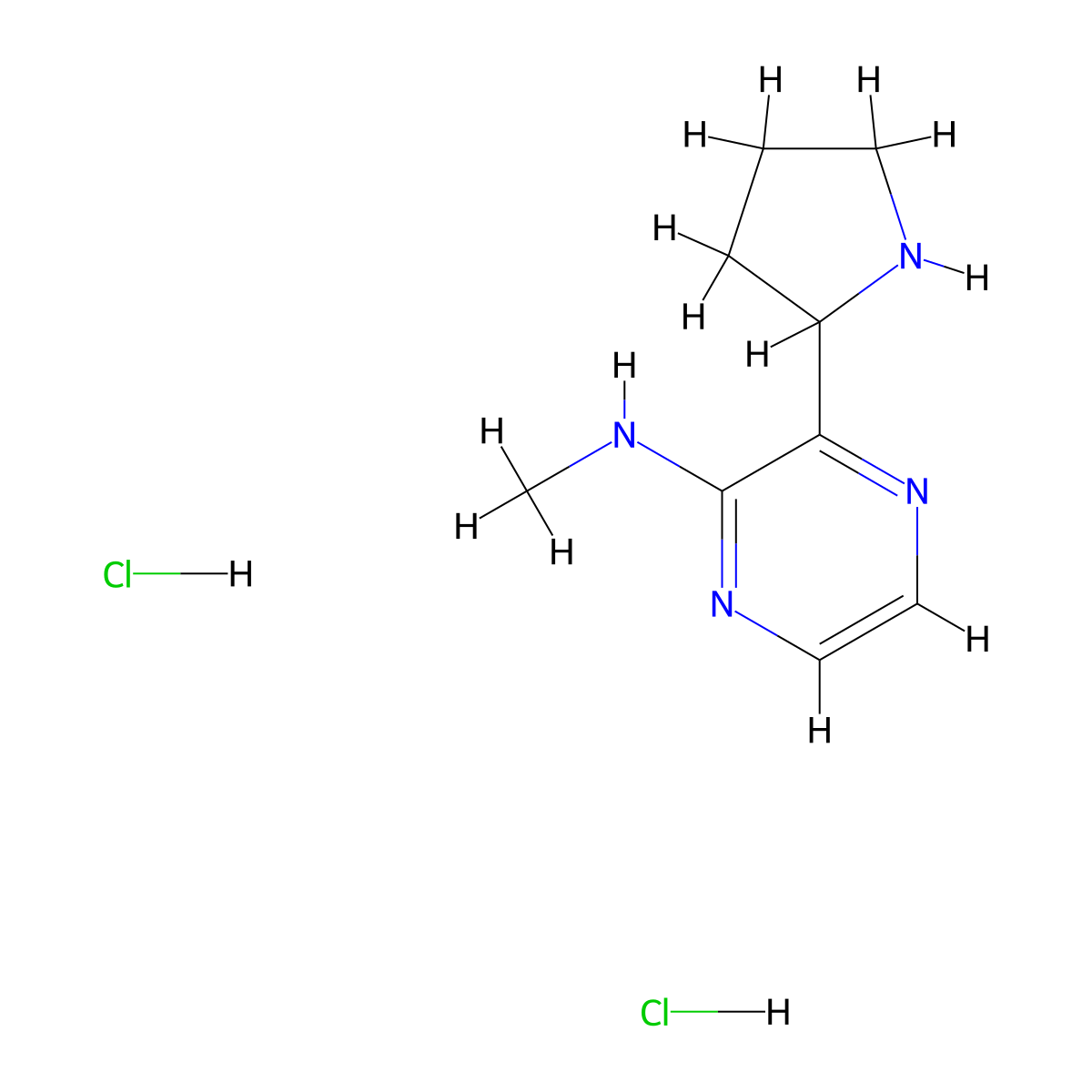 N-Methyl-3-pyrrolidin-2-ylpyrazin-2-amine dihydrochloride molecular structure, CAS 1442108-99-7